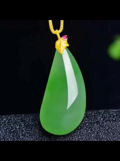 千载一玉母亲节礼物和田玉吊坠女士金镶玉碧玉玉坠节日项链送妈妈送女